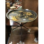 CHINESE TOLEWARE TRIPOD TABLE