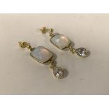 14K GILT SILVER TOPAZ & OPALITE STUDS