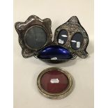 3 HM SILVER FRAMES & A SILVER PLATE DISH BY E.DRAGSTED- DENMARK