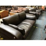 BROWN LEATHER FOUR PIECE DESIGNER SUITE BY CANTO OF ITALY