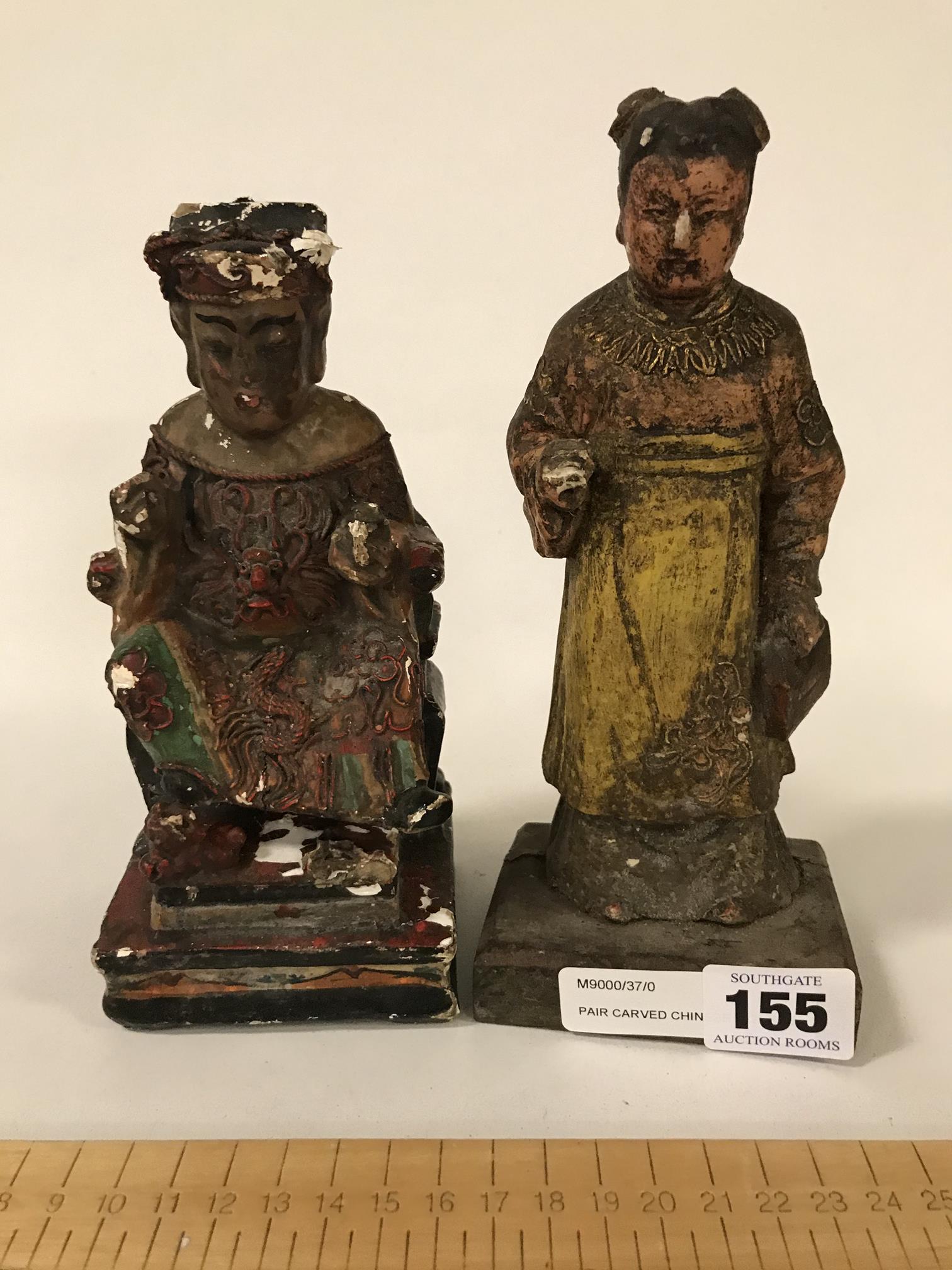 PAIR CARVED CHINESE FIGURES