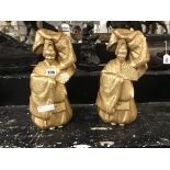 PAIR GILT METAL CHINESE MASKED FIGURES