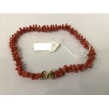9CT GOLD CLASP PINK CORAL NECKLACE