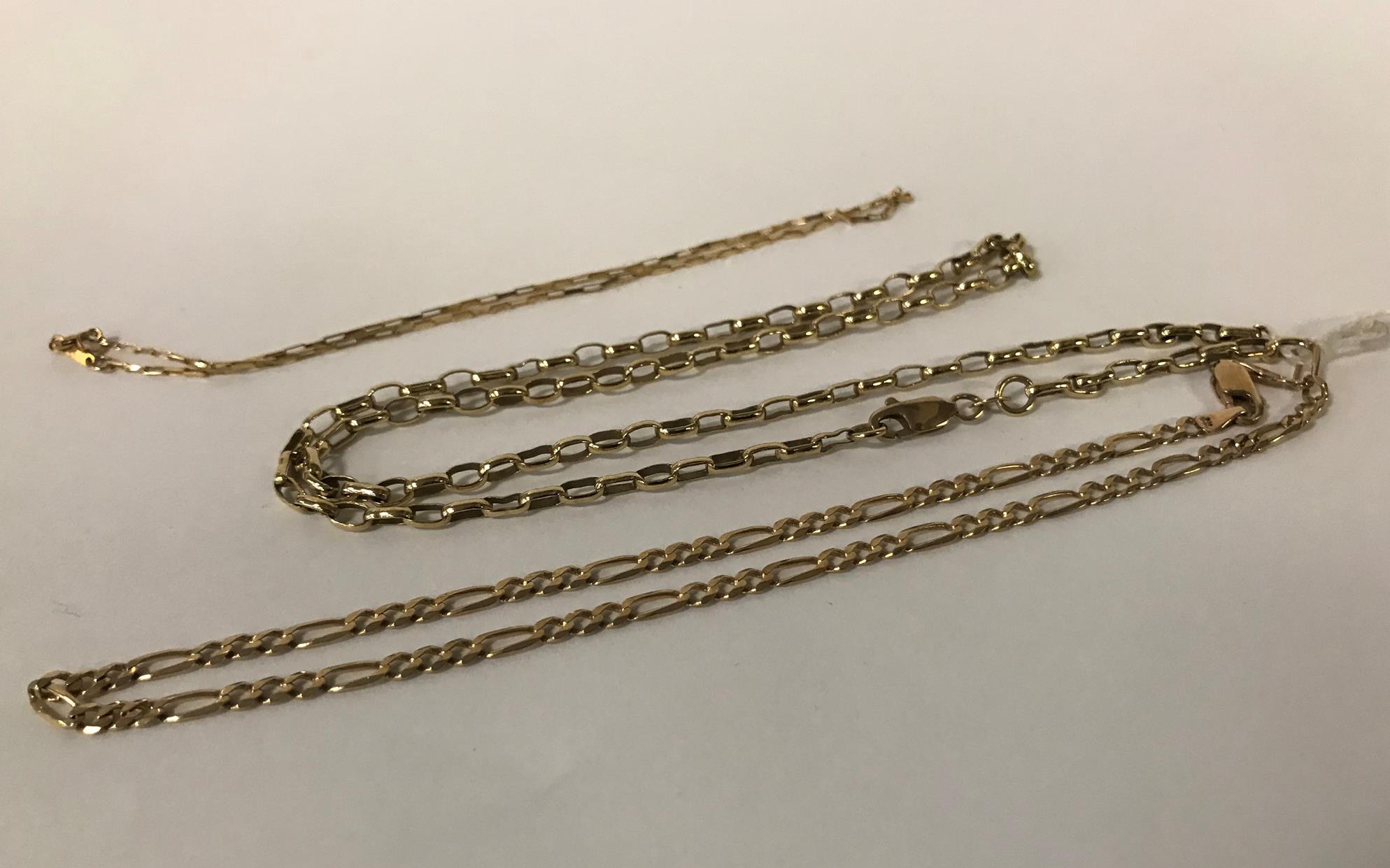 9CT GOLD CHAIN & 2 BRACELETS