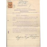 1924 POWER OF ATTORNEY GERMAN DOCUMENT WITH ONE ONE AND HALF GOLDMARK REVENUE STAMP