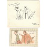 1908 ORIGINAL SCOTTISH COMIC POSTCARD ARTWORK SIGNED J G BARON PEN & INK CARTOON & POSTCARD