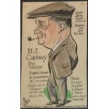 FRAMED ARTWORK OF H. J. CUCKNEY ENG. TRIALIST SINGLES CHAMPION WEST WIMBLEDON BC
