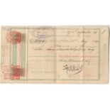 1889 SINGAPORE PROMISE TO PAY NOTE FOR 5000 SPANISH DOLLARS STAMPED WITH TWO REVENUE STAMPS