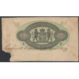 UNUSUAL PRINTERS PROOF (?) OF UNKNOWN NOTE FOR FEMTIO 50 ORE / STAMPEL PAPPER SIGNED 1879