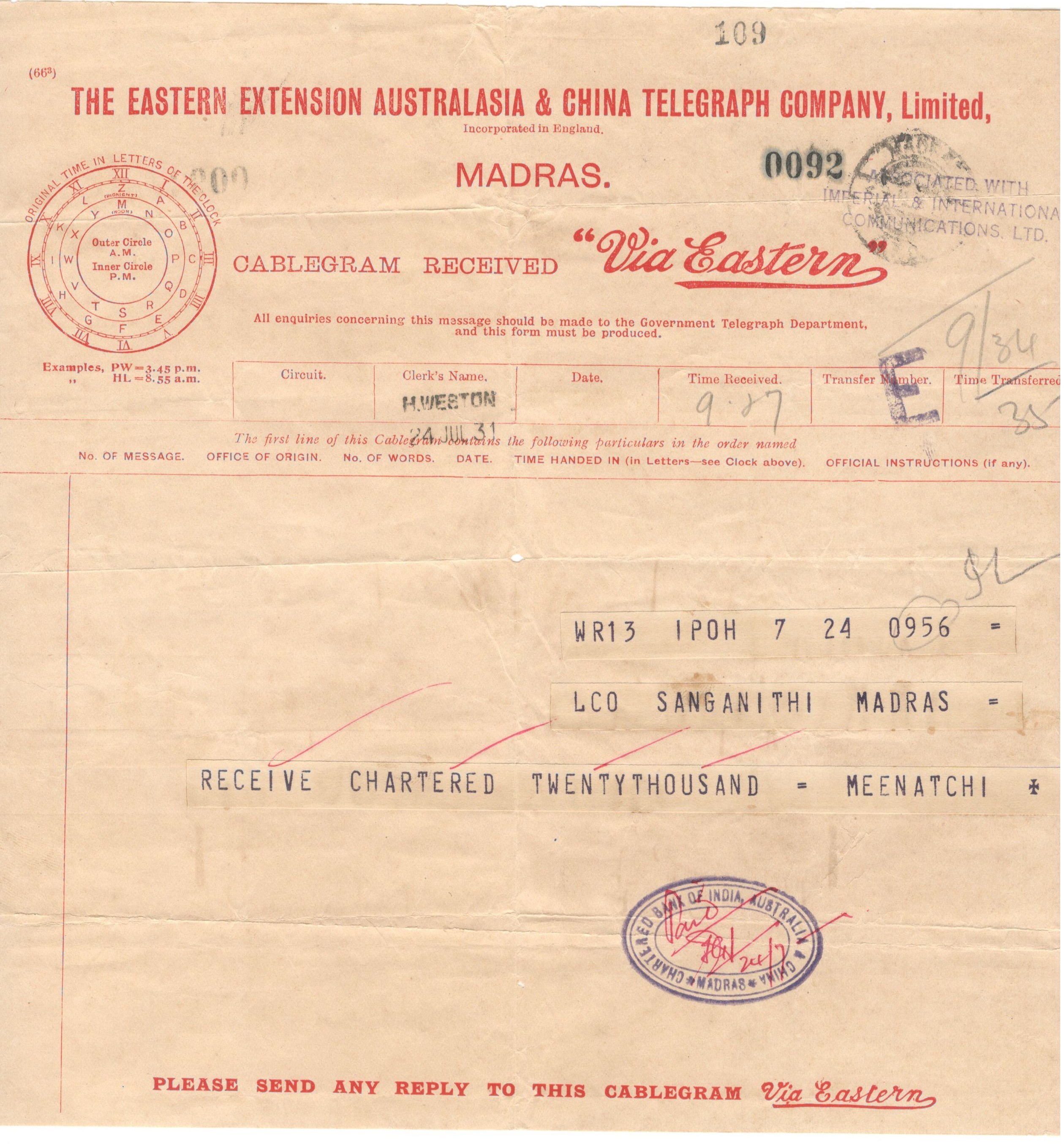 THE EASTERN EXTENSION AUSTRALIA & CHINA TELEGRAPH