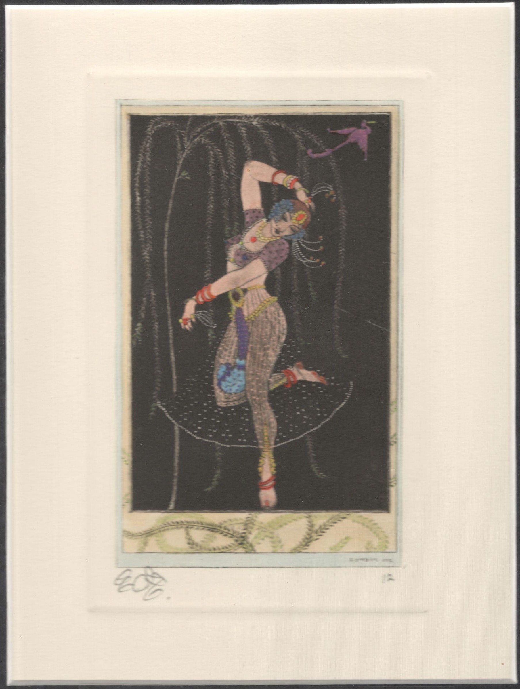 GEORGES BARBIER (1882-1932) BALLETS RUSSES HAND-COLOURED ETCHING ON WOVE ca. 1912 ARTIST PROOF - Image 3 of 4