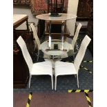 ROUND GLASS TOP TABLE & 4 CHAIRS