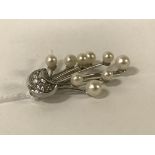 14CT GOLD PEARL DIAMOND BROOCH