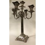 FIVE BRANCH SILVER PLATED CANDELABRA - CORINTHIAN COLUMN