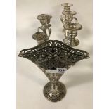 PAIR SILVER PLATE CANDLESTICK, FLOWER HOLDERS