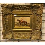 GILT FRAMED PICTURE OF HORSE & JOCKEY