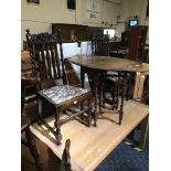 SMALL GATELEG TABLE & TWO BARLEY TWIST CHAIRS