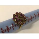 ANTIQUE 14CT GOLD RUBY CLUSTER RING (2 STONES MISSING)