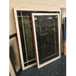 TWO FRAMED STAINED GLASS WINDOWS