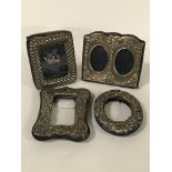 FOUR SMALL HM SILVER PHOTO FRAMES