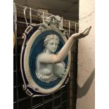 FIGURAL ITALIAN WALL RELIEF - DAMAGED FINGER & RIBBON WITH ORB MISSING FROM HER HAND