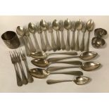 COLLECTION OF SILVER CUTLERY (800) & 2 OTHER ITEMS