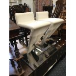 TWO CREAM LEATHER STOOLS - FU NICHA