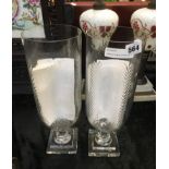 PAIR CUT GLASS CANDLE LAMPS