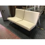 PAIR WHITE LEATHER & METAL CHAIRS - MADE IN ITALY