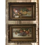 TWO GILT FRAMED OIL ON CANVAS - STILL LIFE FRUIT - SIGNED