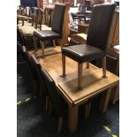 OAK DINING TABLE & 8 CHAIRS