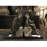 PAIR CENTURION BOOKENDS ON MARBLE BASE