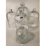 5 VARIOUS GLASS DOMES
