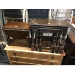 OAK NEST OF TABLES & SMALL DROP LEAF TABLE