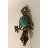 9CT GOLD TURQUOISE BROOCH WITH SEED PEARLS
