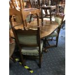 OAK CIRCULAR DINING TABLE & 4 CHAIRS
