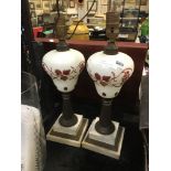 PAIR WHITE GLASS LAMPS
