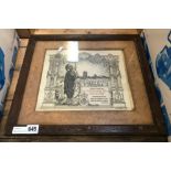 WW1 DEATH CERTIFICATE - FRAMED