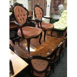 INLAID DINING TABLE & SIX CHAIRS