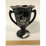 BLACK & GLASS OVERLAY VASE