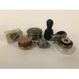 SILVER PILL BOX & OTHER SMALL ITEMS