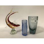 WHITEFRIARS VASE & 2 OTHER PIECES OF ART GLASS