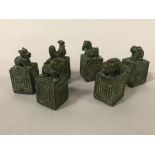 6 BRONZE ANIMAL SEALS