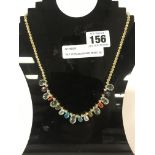 GILT STERLING SILVER MIXED GEMSTONE NECKLACE
