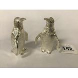 PAIR SILVER PLATE PENGUIN SALT & PEPPER