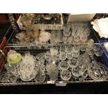 TWO TRAYS OF CRYSTAL GLASS