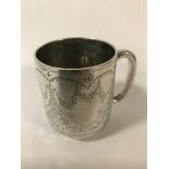 MID VICTORIAN HM SILVER MUG 1886