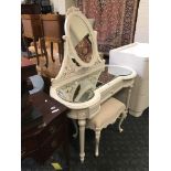 DRESSING TABLE & STOOL (GLASS CRACKED)