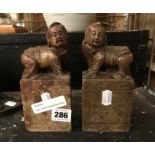 EARLY SOAPSTONE BUDHIST BOOKENDS