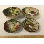 TWO PAIRS OF FLORAL JAPANESE BOWLS IN THE STYLE OF OGATA KENZAN